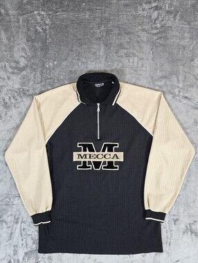 Vintage Mecca 1/4 Zip Sweatshirt Size XL 90's Hip Hop Embroirdered